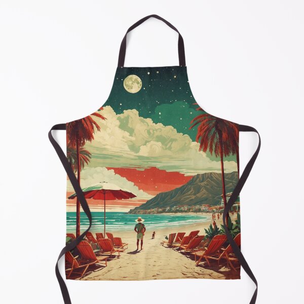 Item preview, Mexico Beach Starry Night and Moon Vintage Poster designed and sold by TravelersGems.
