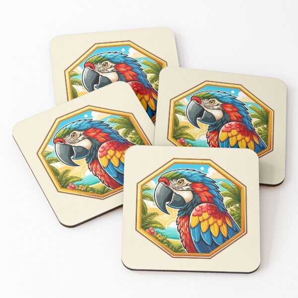Item preview, Tropical Macaw Endangered Parrot Red Blue Bird designed and sold by CoffeeIsATrip.