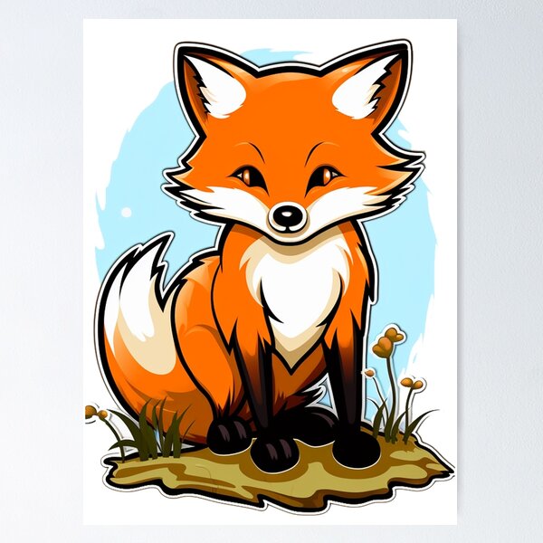Item preview, Kawaii Fox Adventure: Adorable Cartoon Fox in Nature's Embrace designed and sold by pickaxflapper0p.