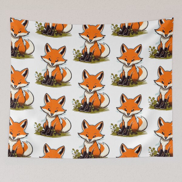 Item preview, Kawaii Fox Adventure: Adorable Cartoon Fox in Nature's Embrace designed and sold by pickaxflapper0p.