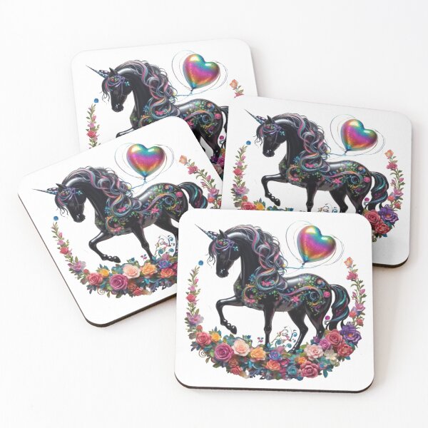 Item preview, Black Unicorn Loves Beautiful Flowers  designed and sold by BotunPeony.