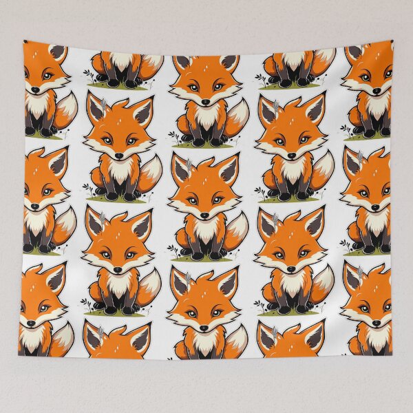 Item preview, Kawaii Fox Adventure: Adorable Cartoon Fox in Nature's Embrace designed and sold by pickaxflapper0p.