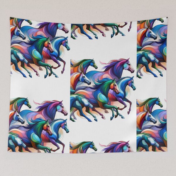 Artikelvorschau, Gallop of Hues – The Vivid Mustang Run entworfen und verkauft von SADStyleDesigns.
