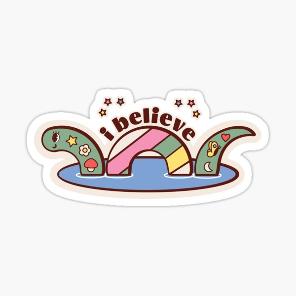 Item preview, I Believe Retro Hippy Loch Ness Monster  designed and sold by UnwindMoon.