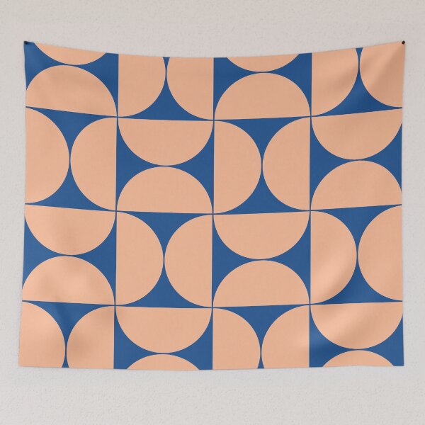 Item preview, Mid-Century Modern Pattern No.78 - Nautical Blue and Peach Fuzz designed and sold by Zoltan Ratko.
