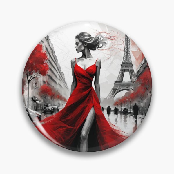 Item preview, Modelo parisina con vestido rojo designed and sold by JackFreestone.