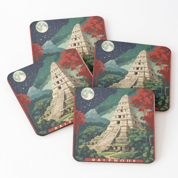 Item preview, Palenque Chiapas Mexico Starry Night and Moon Vintage Poster designed and sold by TravelersGems.