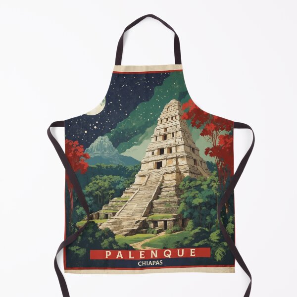 Item preview, Palenque Chiapas Mexico Starry Night and Moon Vintage Poster designed and sold by TravelersGems.
