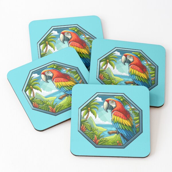 Item preview, Tropical Macaw Endangered Parrot Scarlet Green Wing Bird designed and sold by CoffeeIsATrip.
