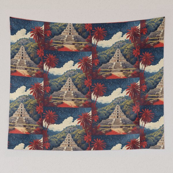 Item preview, Palenque Chiapas Mexico Starry Night and Moon Vintage Poster 4 designed and sold by TravelersGems.