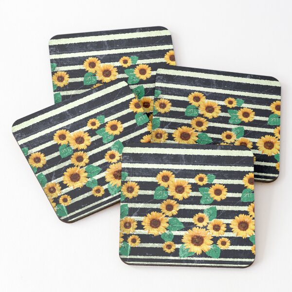 Item preview, Grunge Distressed Sunflowers Dark Blue Stripes designed and sold by jocelynsart.