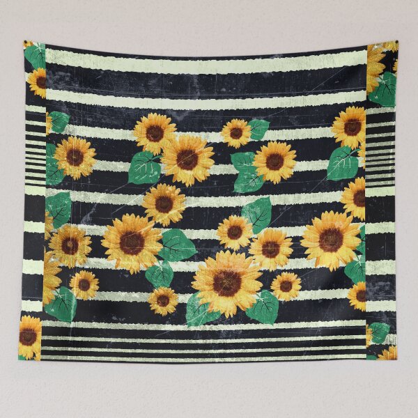 Item preview, Grunge Distressed Sunflowers Dark Blue Stripes designed and sold by jocelynsart.