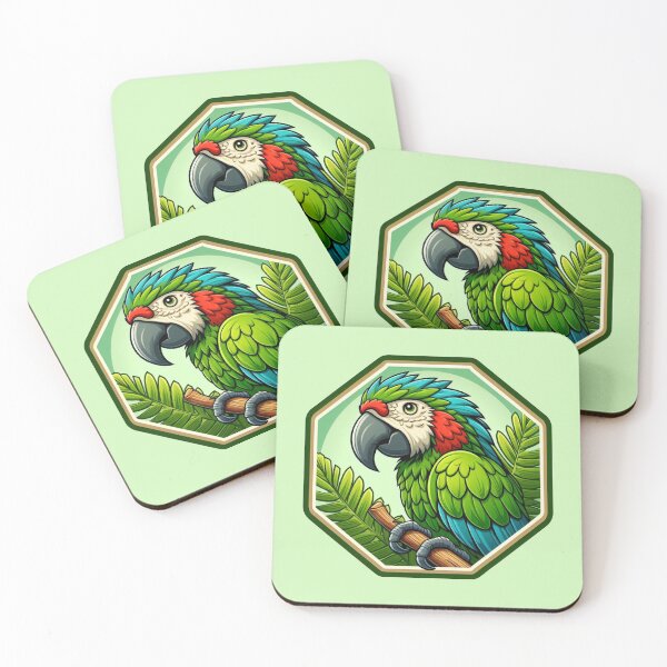 Item preview, Tropical Macaw Endangered Parrot Green Blue Red Bird designed and sold by CoffeeIsATrip.