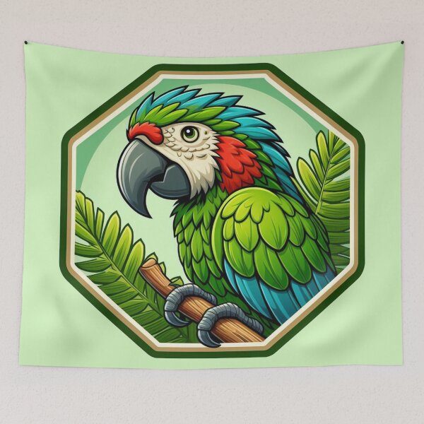 Item preview, Tropical Macaw Endangered Parrot Green Blue Red Bird designed and sold by CoffeeIsATrip.