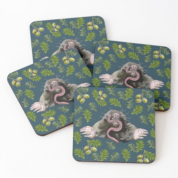 Item preview, Mole with Oak Leaves Acorns by BeeFoxTree (Evening blue) designed and sold by BeeFoxTree.