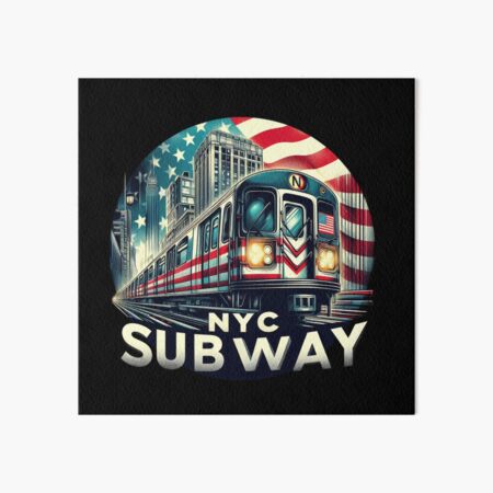 Artikel-Vorschau von New Yorker U-Bahn-U-Bahn-Zug mit USA-Flagge im Stil der New Yorker U-Bahn, designt und verkauft von MayaDelaye.