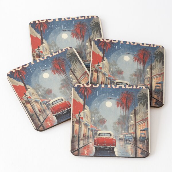 Item preview, Australia Rainy Night Tourism Vintage Poster designed and sold by TravelersGems.