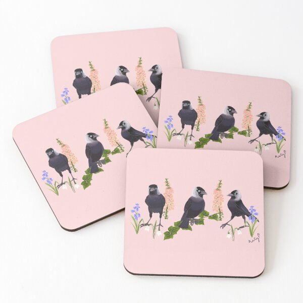 Item preview, Floral Jackdaw, a pattern layered with flowers. pink designed and sold by Naty Design Prague.