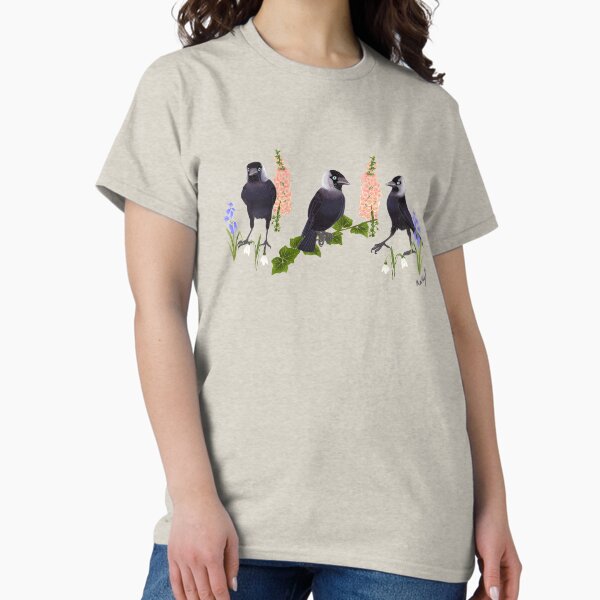Artikel-Vorschau von Floral Jackdaw, ein mit Blumen geschichtetes Muster. Rosa, designt und verkauft von Naty Design Prague.