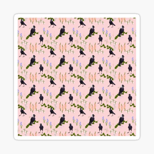 Artikel-Vorschau von Floral Jackdaw, ein mit Blumen geschichtetes Muster. Rosa, designt und verkauft von Naty Design Prague.