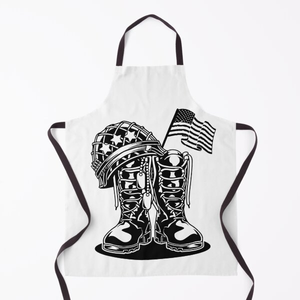Item preview, US Veteran Soldier Combat Boots and Helmet with American Flag designed and sold by MonoByOrion.