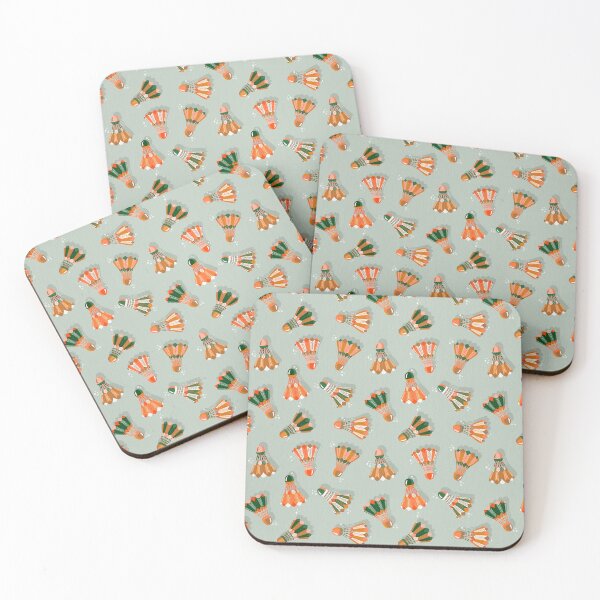 Item preview, Badminton Birdies – Pink & Green on Mint designed and sold by Cat Coquillette.