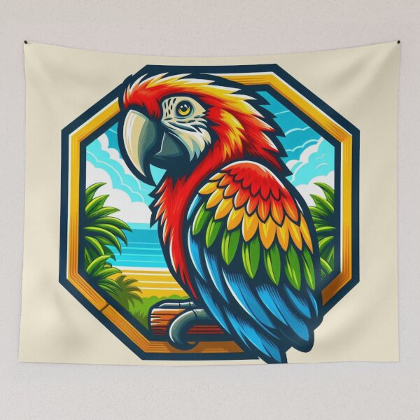 Item preview, Baby Tropical Macaw Endangered Parrot Scarlet Green Wing Bird designed and sold by CoffeeIsATrip.