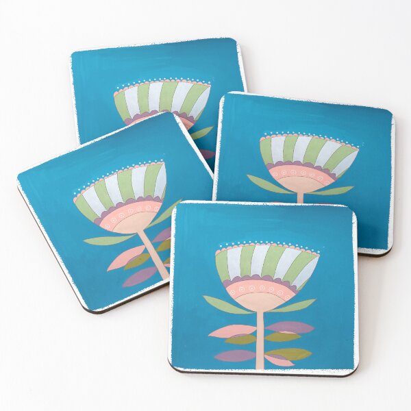 Item preview, Folk Art Flower Blue Background designed and sold by Shannon's Illustrations.
