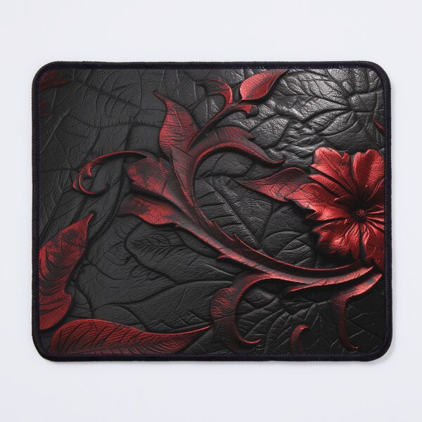 Item preview, Black leather texture, red flowers and leaves designed and sold by Fantasyplus.