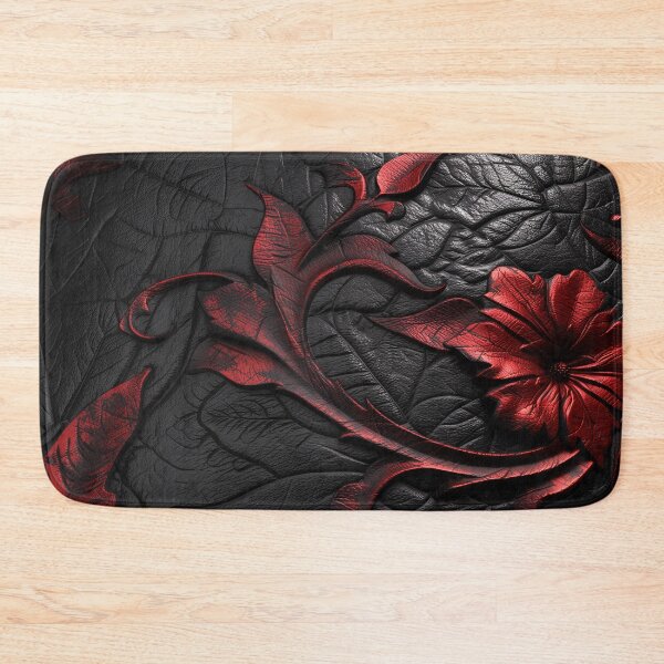 Item preview, Black leather texture, red flowers and leaves designed and sold by Fantasyplus.