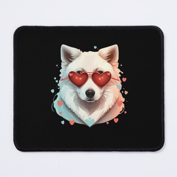 Item preview, Cute White Pomsky Dog wear sunglasses Lovers Red heart designed and sold by Empiredesigner3.