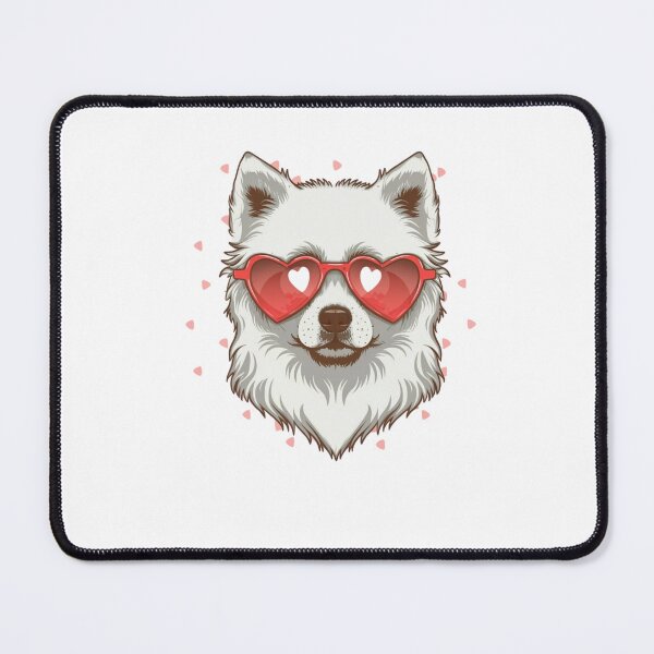Item preview, Cute White Pomsky Dog wear sunglasses Lovers Red heart designed and sold by Empiredesigner3.