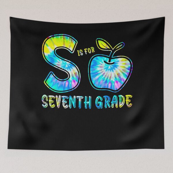 Item preview, S is For Seventh Grade Teacher Tie Dye Back to School Kinder designed and sold by MobyStickers.