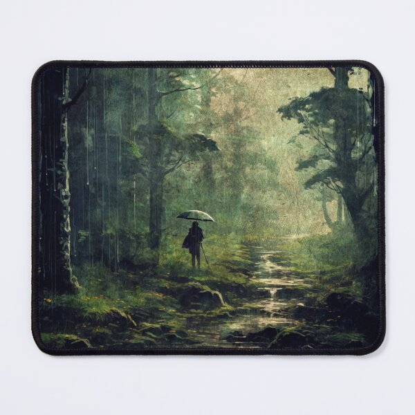 Item preview, An art piece depicting a rainy forest, tranquil and serene. designed and sold by AIArtMaven.
