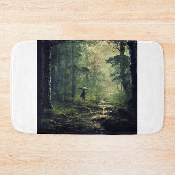 Item preview,  An art piece depicting a rainy forest, tranquil and serene. designed and sold by AIArtMaven.