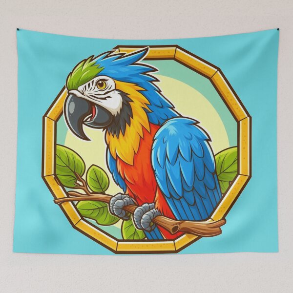Item preview, Tropical Macaw Endangered Parrot Fantasy Bird Blue Red Yellow designed and sold by CoffeeIsATrip.