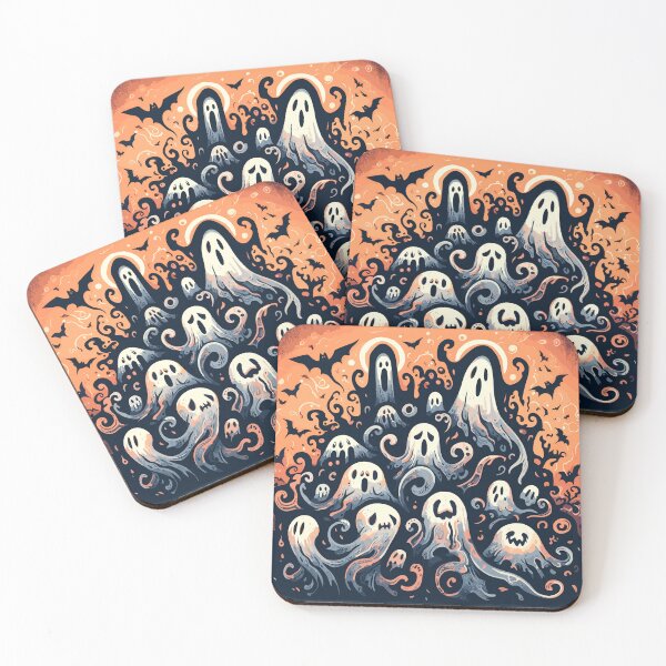 Item preview, Funny Halloween Ghosts Pattern and Bats designed and sold by TomFrontierArt.