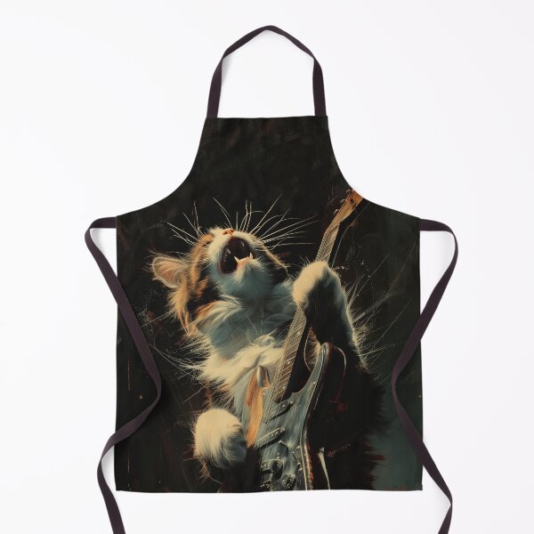 Item preview, Cat Guitarist From Fictional Band Called Cat-astrophy Rock Metal Band Funny Vintage Retro Distressed designed and sold by PrintShangri-La.