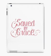 Vinilo o funda para iPad Cita cristiana - Guardado por gracia - Acuarela femenina rosada