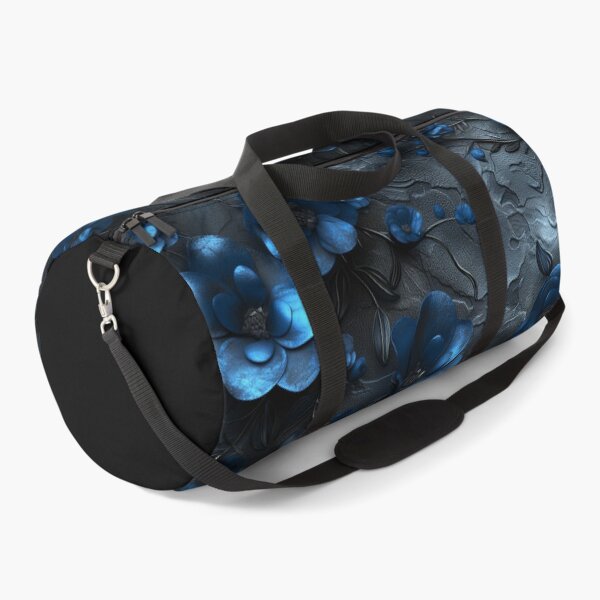 Item preview, Black leather texture, blue flowers and leaves designed and sold by Fantasyplus.