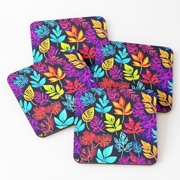 Item preview, Color Burst: Neon Leaves in Intricate Pattern designed and sold by Health And Fitness Posts e-Store.