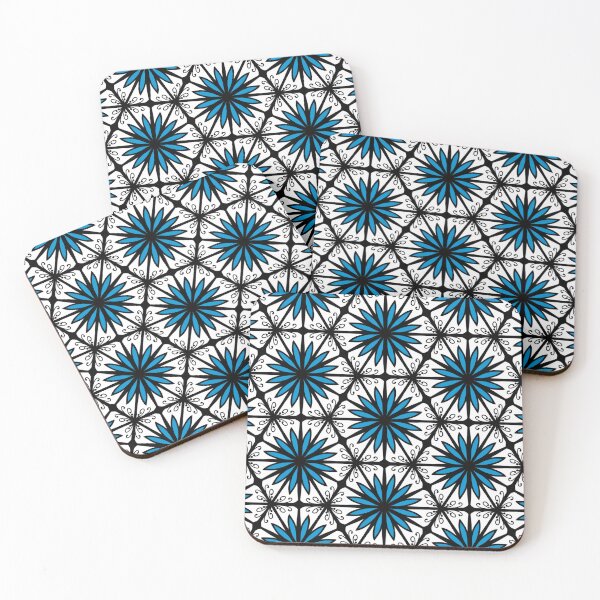 Item preview, Blue flower with hexagons patter, repeat seamless simple vintage  designed and sold by pipikijung.