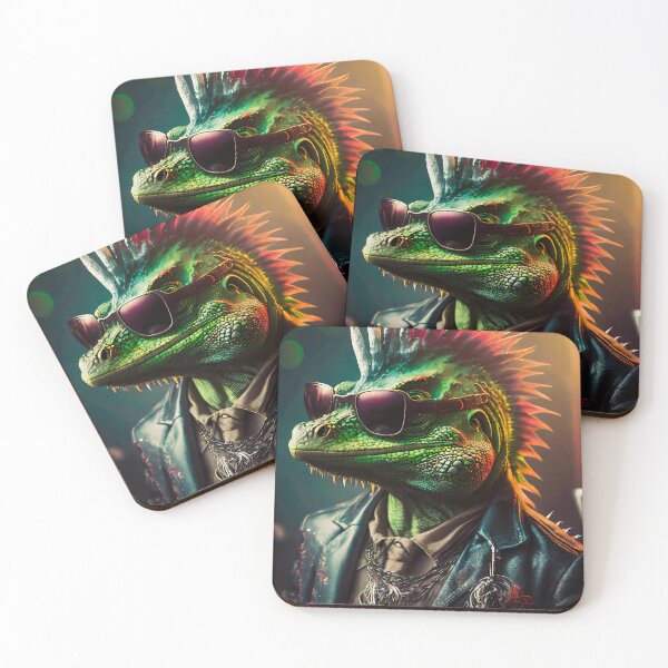 Item preview, punk fan iguana designed and sold by Arthinkink.