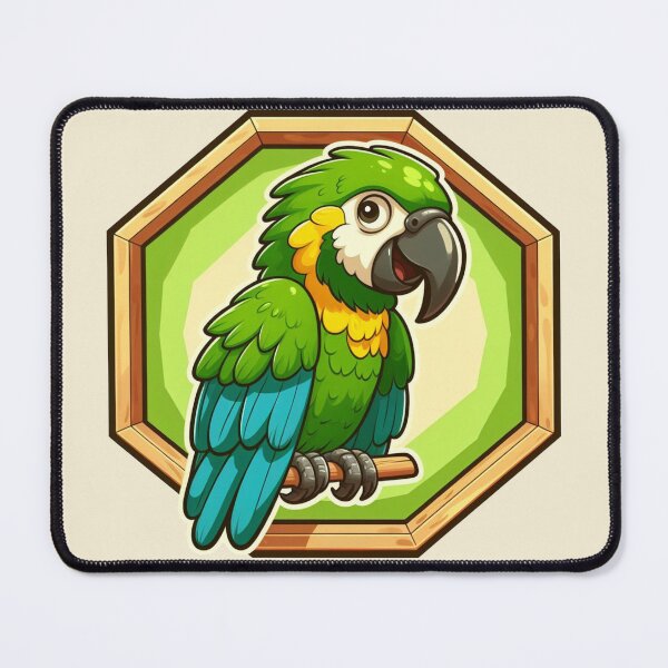 Item preview, Baby Tropical Macaw Endangered Parrot Green Yellow Bird Cartoon Illustration designed and sold by CoffeeIsATrip.