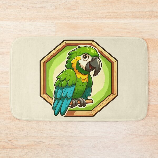 Item preview, Baby Tropical Macaw Endangered Parrot Green Yellow Bird Cartoon Illustration designed and sold by CoffeeIsATrip.