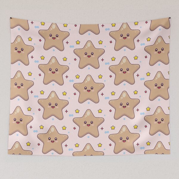 Item preview, Cute Kawaii Smiling Star Pattern designed and sold by PatternInArt.