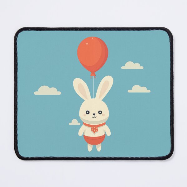 Item preview, Cute little bunny rabbit floating with a red balloon designed and sold by IssyMachine.
