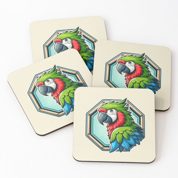 Item preview, Tropical Macaw Endangered Parrot Green Red Blue Bird Cartoon Illustration designed and sold by CoffeeIsATrip.