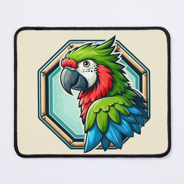 Item preview, Tropical Macaw Endangered Parrot Green Red Blue Bird Cartoon Illustration designed and sold by CoffeeIsATrip.