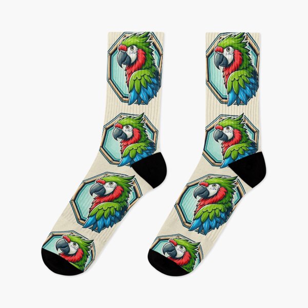 Item preview, Tropical Macaw Endangered Parrot Green Red Blue Bird Cartoon Illustration designed and sold by CoffeeIsATrip.